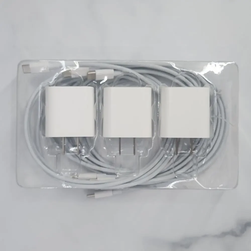 Box of 3 Premium Charging Cables, High-Speed USB-C White 6 Ft Braided Cord